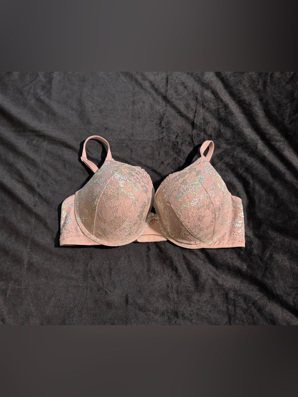 Victoria's Secret Pink Lace Underwire Bra with Metallic Accents